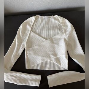Alice + Olivia Cream Ribbed Crop Top. Like new.